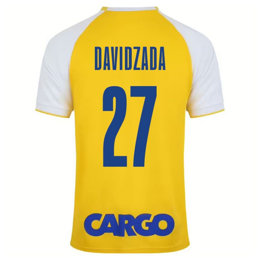 Kids Football Ofir Davidzada #27 Yellow White Home Jersey 2024/25 T-Shirt Nz