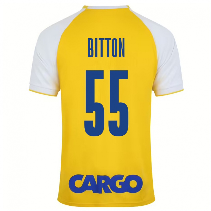 Kids Football Nir Bitton #55 Yellow White Home Jersey 2024/25 T-Shirt Nz