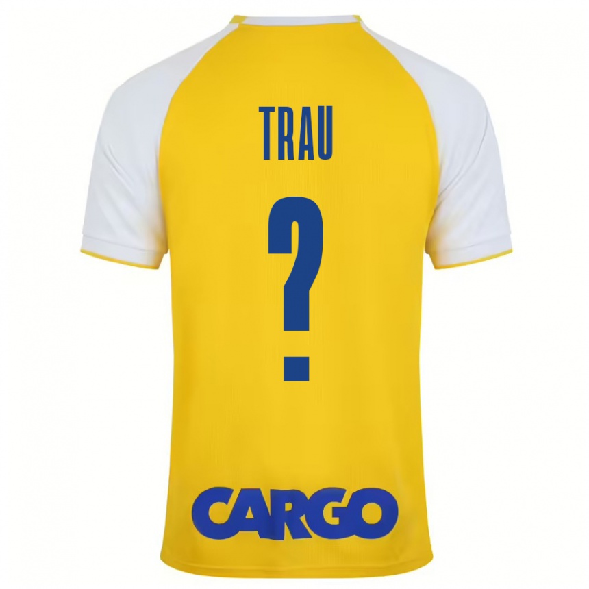 Kids Football Idan Trau #0 Yellow White Home Jersey 2024/25 T-Shirt Nz