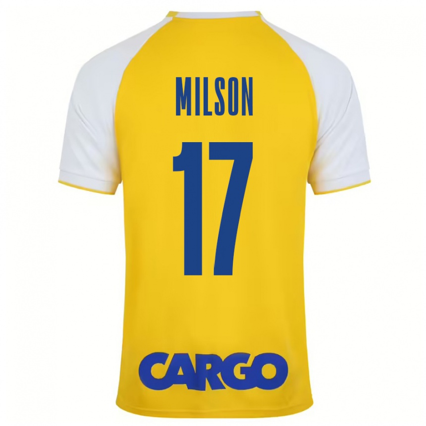 Kids Football Milson #17 Yellow White Home Jersey 2024/25 T-Shirt Nz