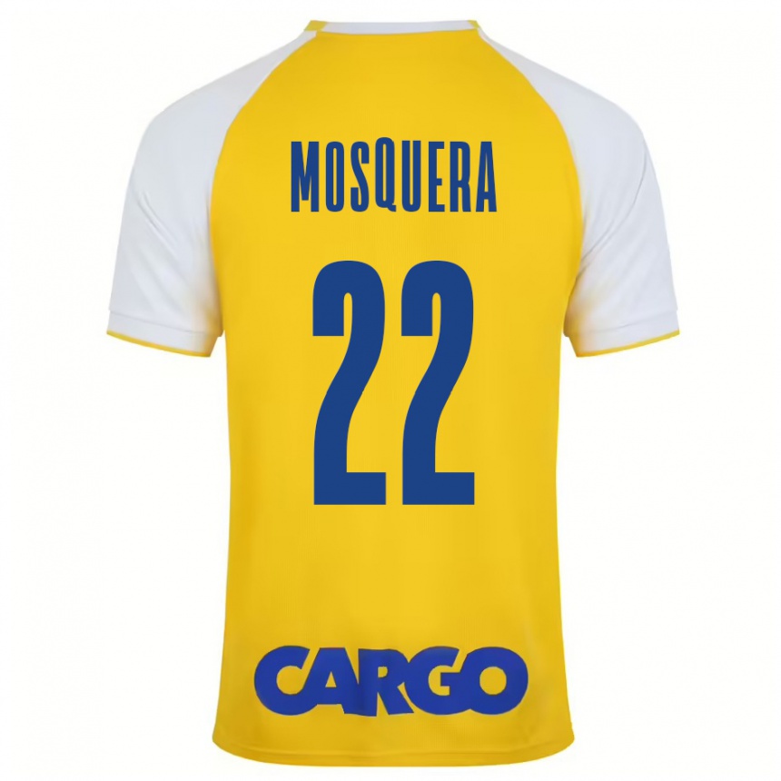 Kids Football Orlando Mosquera #22 Yellow White Home Jersey 2024/25 T-Shirt Nz