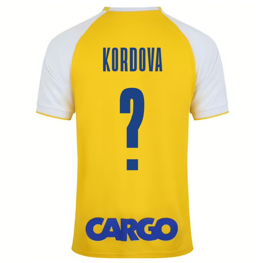 Kids Football Adir Kordova #0 Yellow White Home Jersey 2024/25 T-Shirt Nz