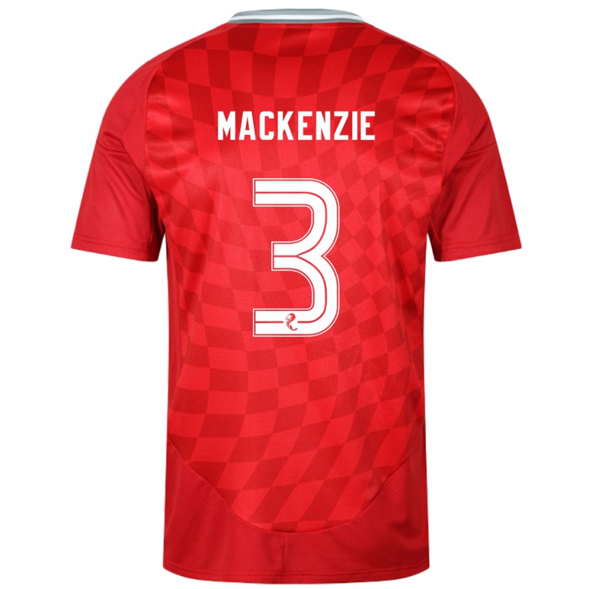 Kids Football Jack Mackenzie #3 Red Home Jersey 2024/25 T-Shirt Nz