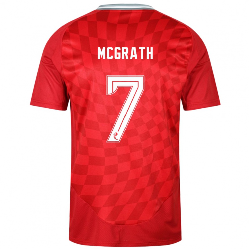 Kids Football Jamie Mcgrath #7 Red Home Jersey 2024/25 T-Shirt Nz