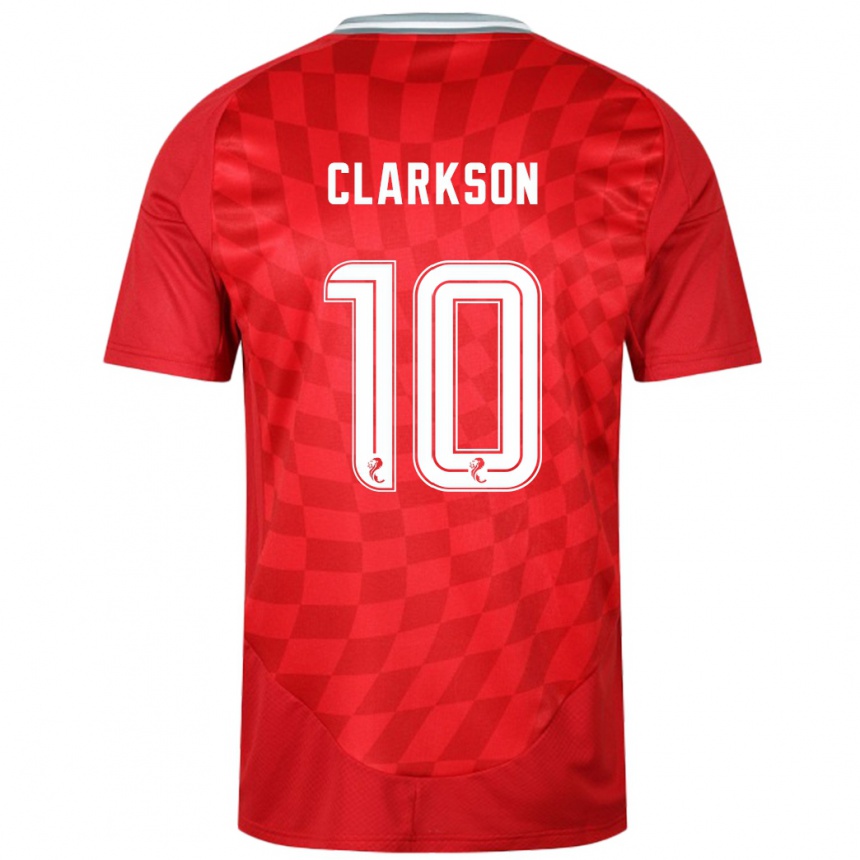 Kids Football Leighton Clarkson #10 Red Home Jersey 2024/25 T-Shirt Nz