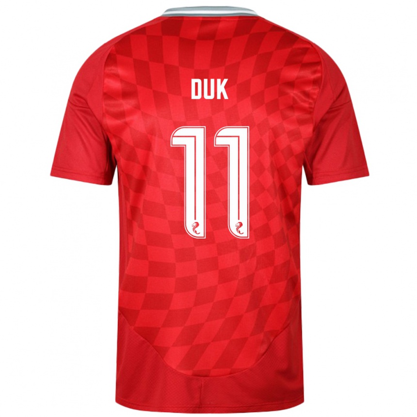 Kids Football Duk #11 Red Home Jersey 2024/25 T-Shirt Nz