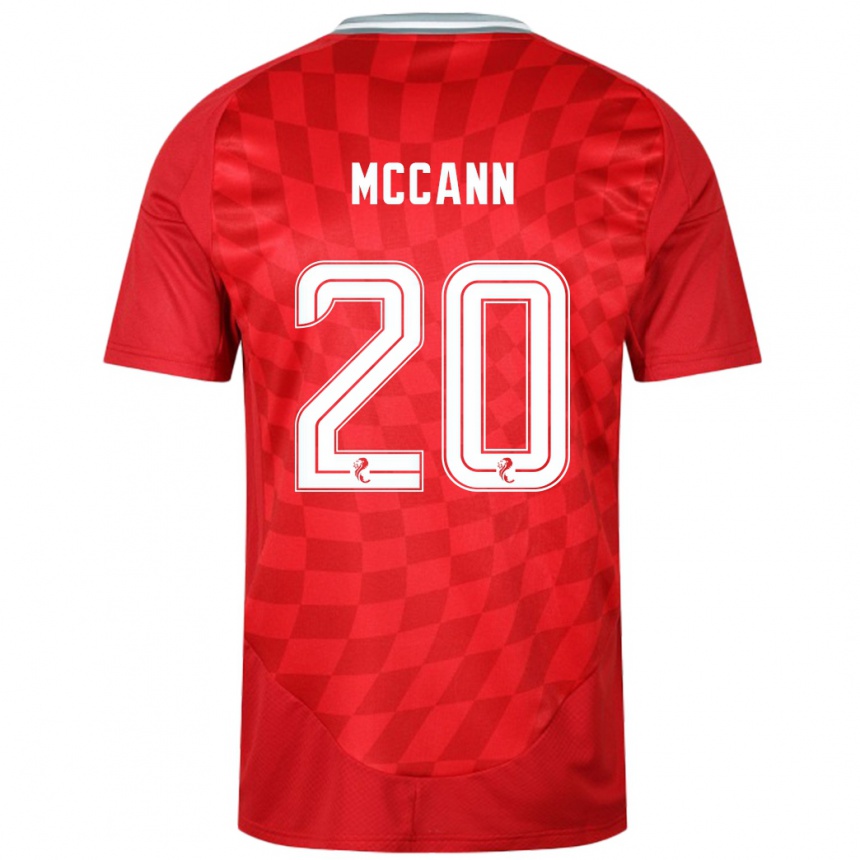 Kids Football Annalisa Mccann #20 Red Home Jersey 2024/25 T-Shirt Nz