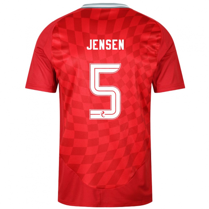 Kids Football Richard Jensen #5 Red Home Jersey 2024/25 T-Shirt Nz