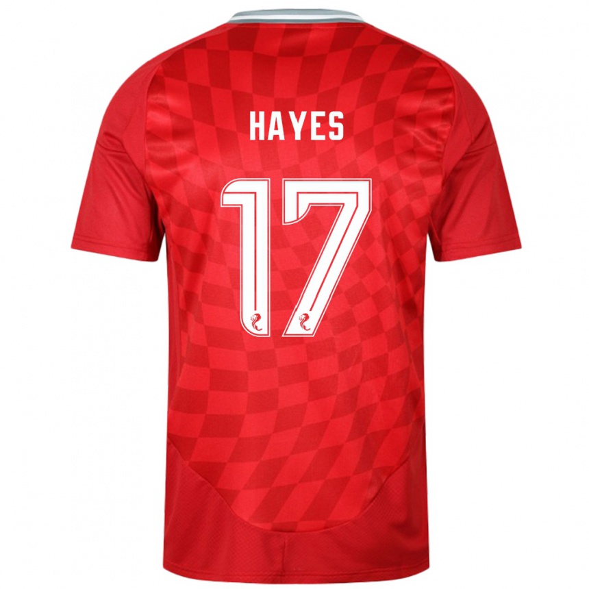 Kids Football Jonny Hayes #17 Red Home Jersey 2024/25 T-Shirt Nz