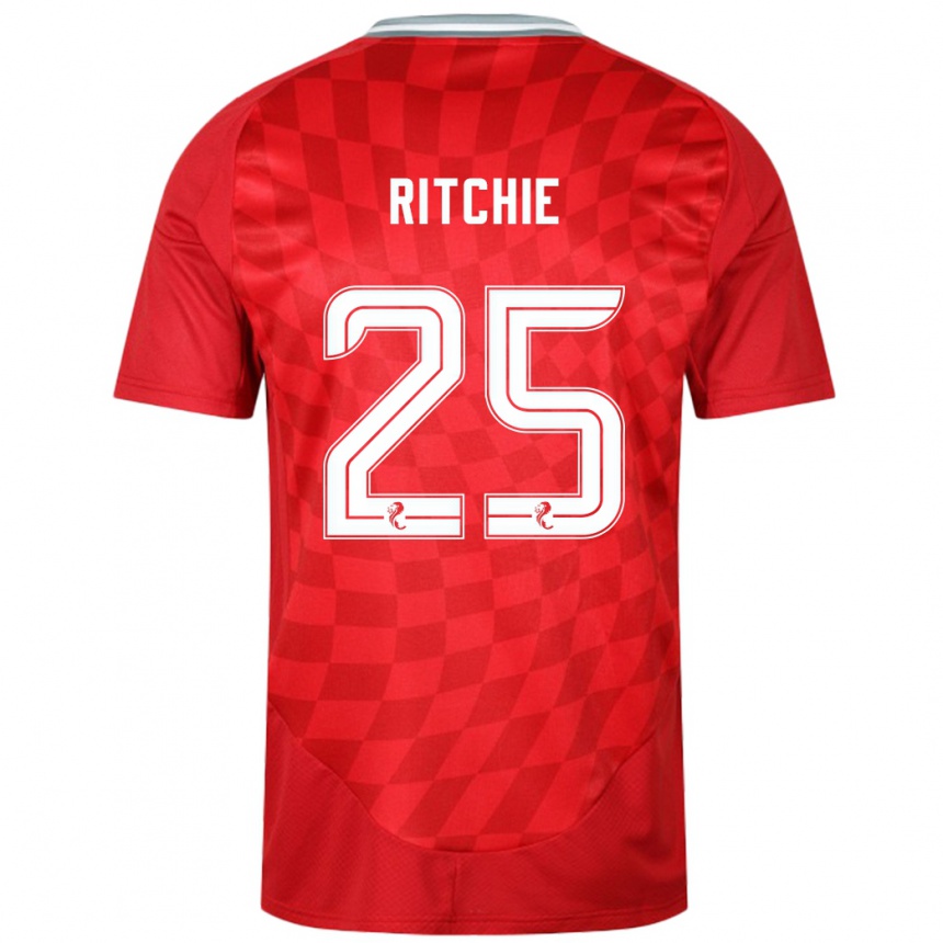 Kids Football Tom Ritchie #25 Red Home Jersey 2024/25 T-Shirt Nz