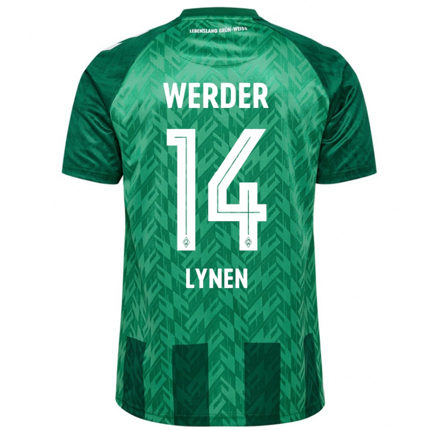 Kids Football Senne Lynen #14 Green Home Jersey 2024/25 T-Shirt Nz