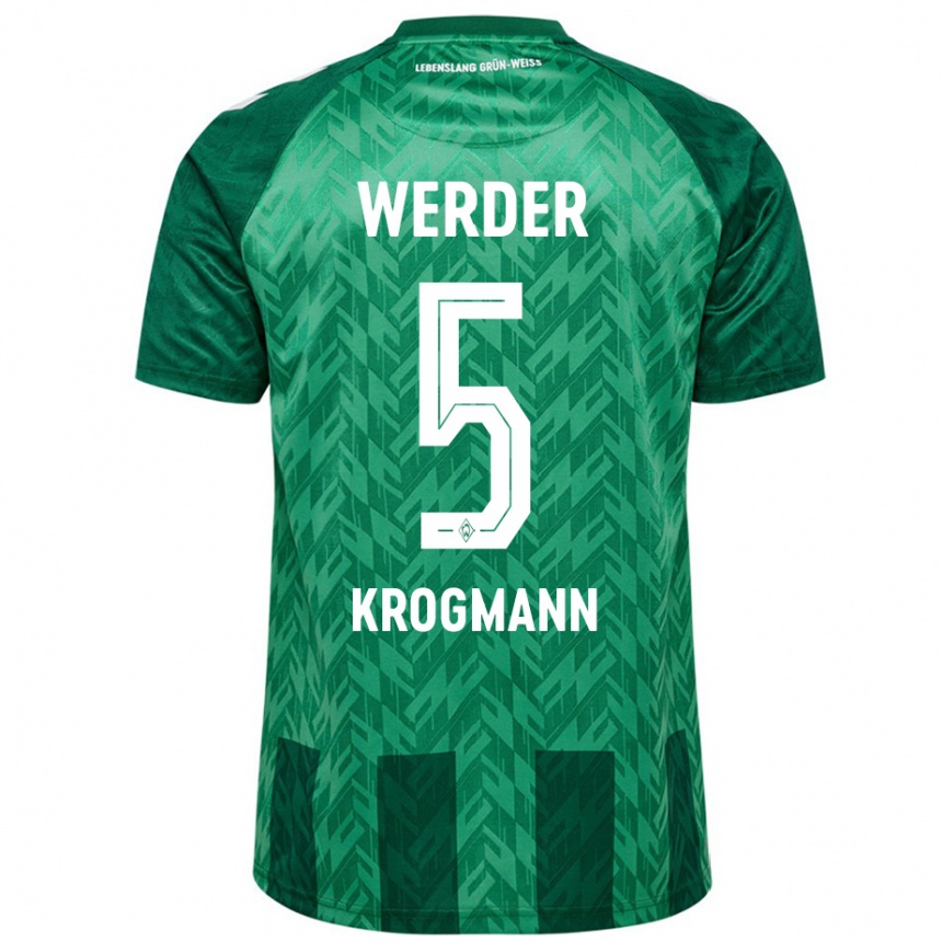 Kids Football Avid Krogmann #5 Green Home Jersey 2024/25 T-Shirt Nz