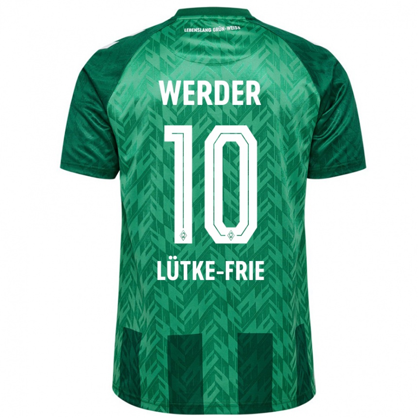 Kids Football Dennis Lütke-Frie #10 Green Home Jersey 2024/25 T-Shirt Nz