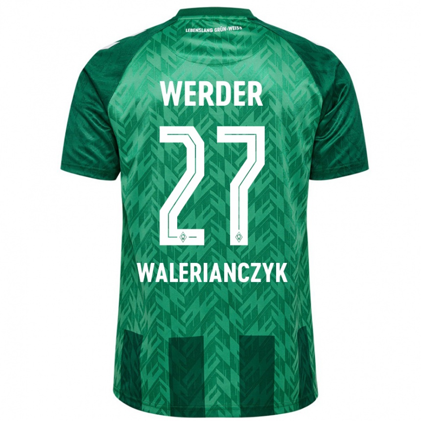 Kids Football Dennis Walerianczyk #27 Green Home Jersey 2024/25 T-Shirt Nz