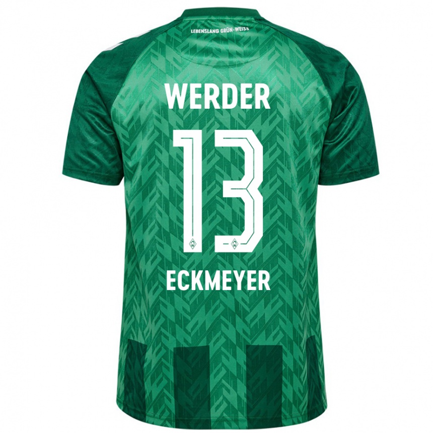 Kids Football Tjark Eckmeyer #13 Green Home Jersey 2024/25 T-Shirt Nz