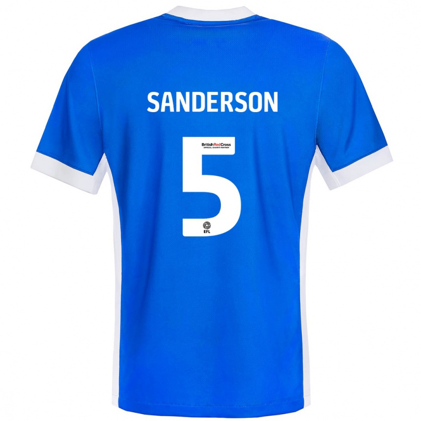 Kids Football Dion Sanderson #5 Blue White Home Jersey 2024/25 T-Shirt Nz