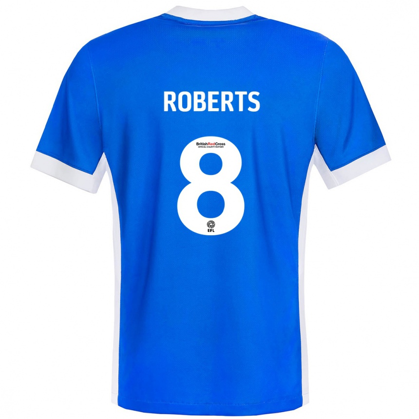 Kids Football Tyler Roberts #8 Blue White Home Jersey 2024/25 T-Shirt Nz