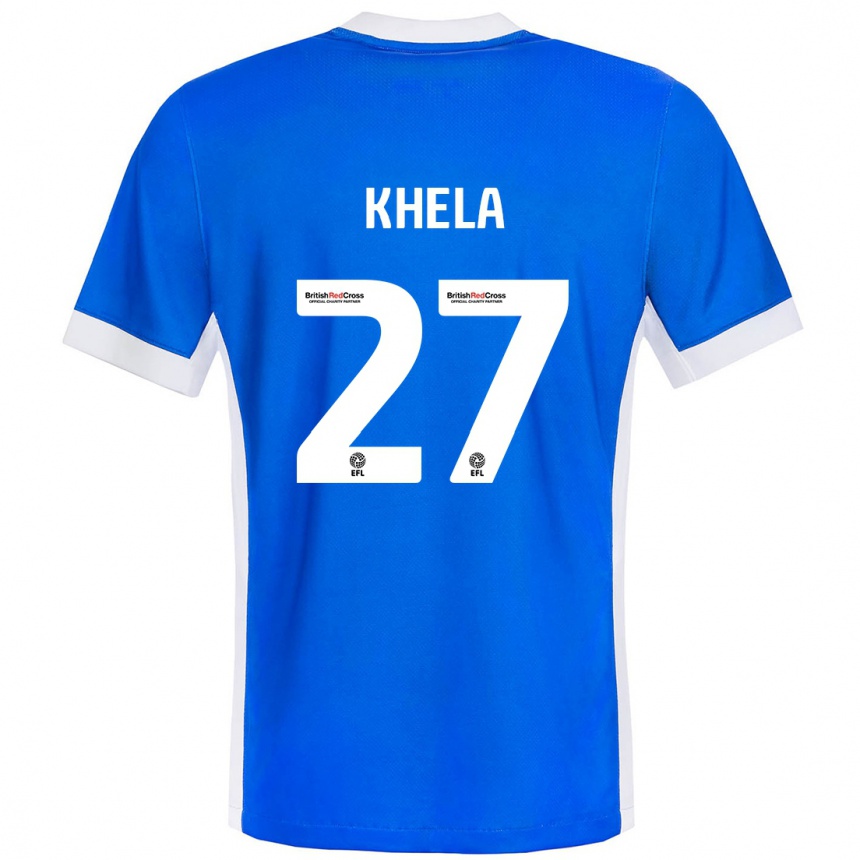 Kids Football Brandon Khela #27 Blue White Home Jersey 2024/25 T-Shirt Nz