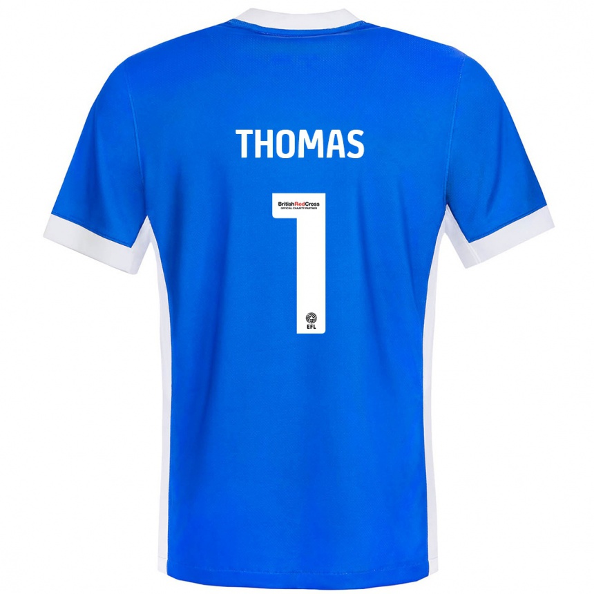 Kids Football Lucy Thomas #1 Blue White Home Jersey 2024/25 T-Shirt Nz