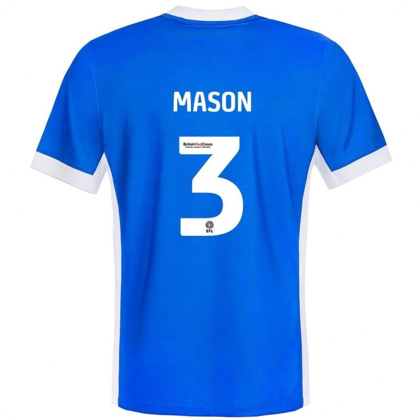 Kids Football Ellie Mason #3 Blue White Home Jersey 2024/25 T-Shirt Nz