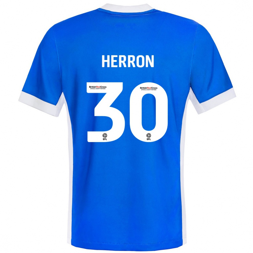 Kids Football Neve Herron #30 Blue White Home Jersey 2024/25 T-Shirt Nz