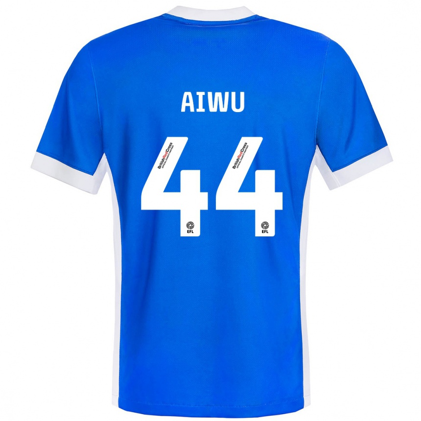 Kids Football Emanuel Aiwu #44 Blue White Home Jersey 2024/25 T-Shirt Nz