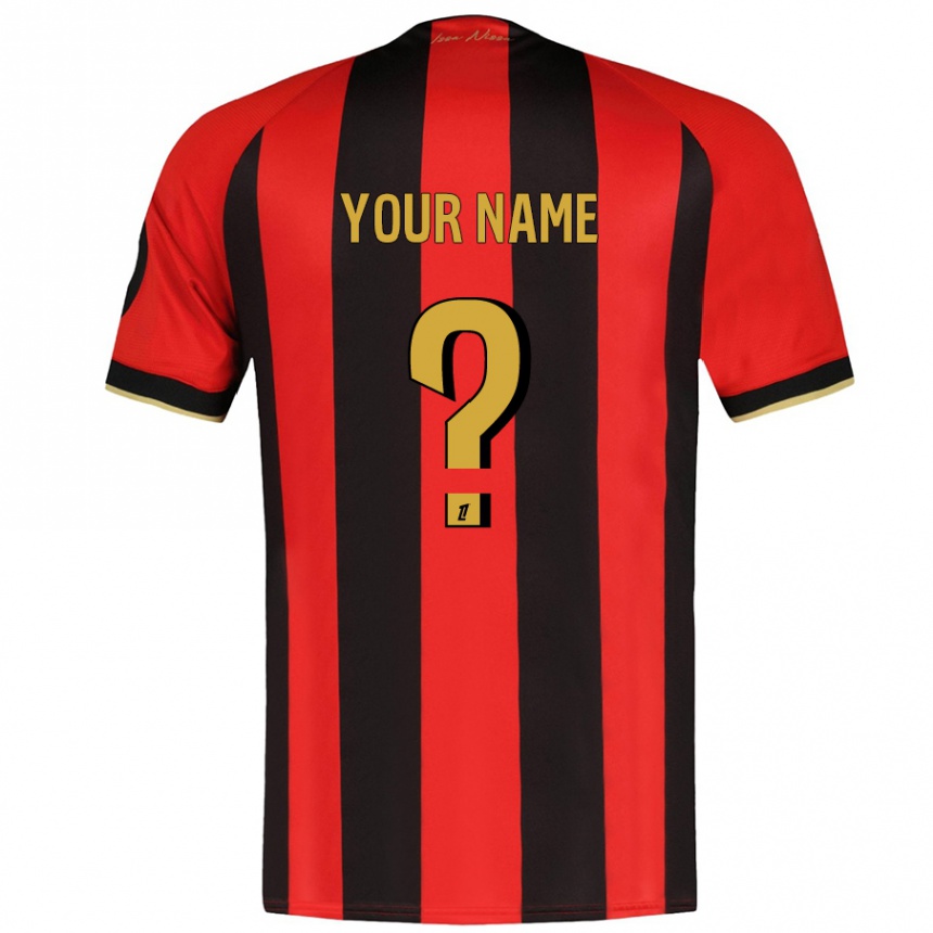 Kids Football Your Name #0 Red Black Home Jersey 2024/25 T-Shirt Nz