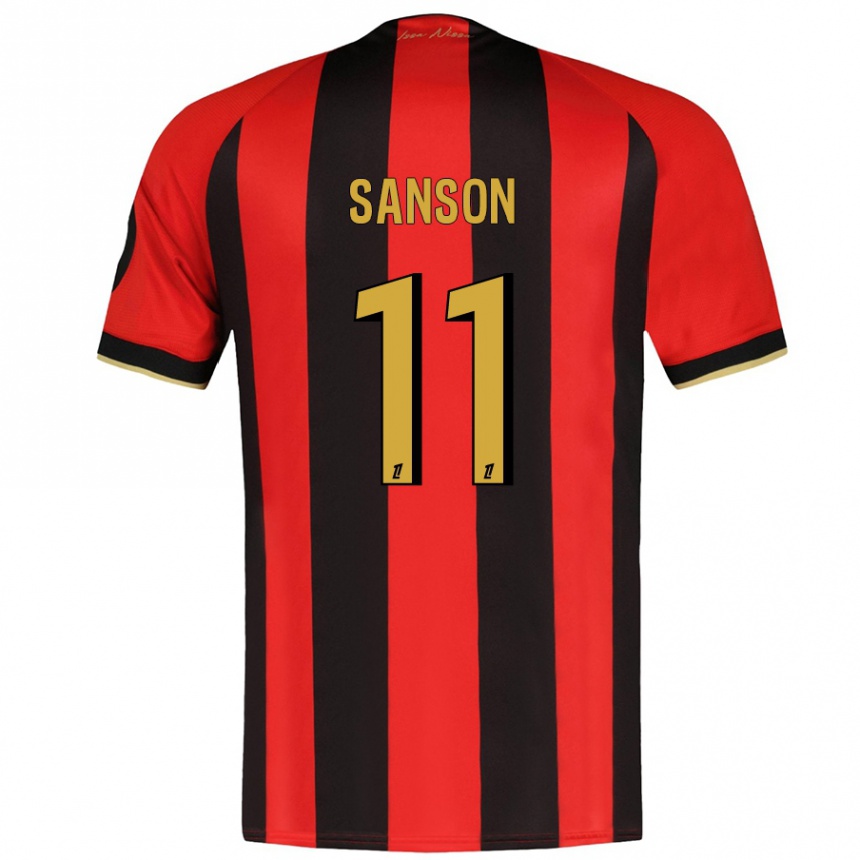 Kids Football Morgan Sanson #11 Red Black Home Jersey 2024/25 T-Shirt Nz