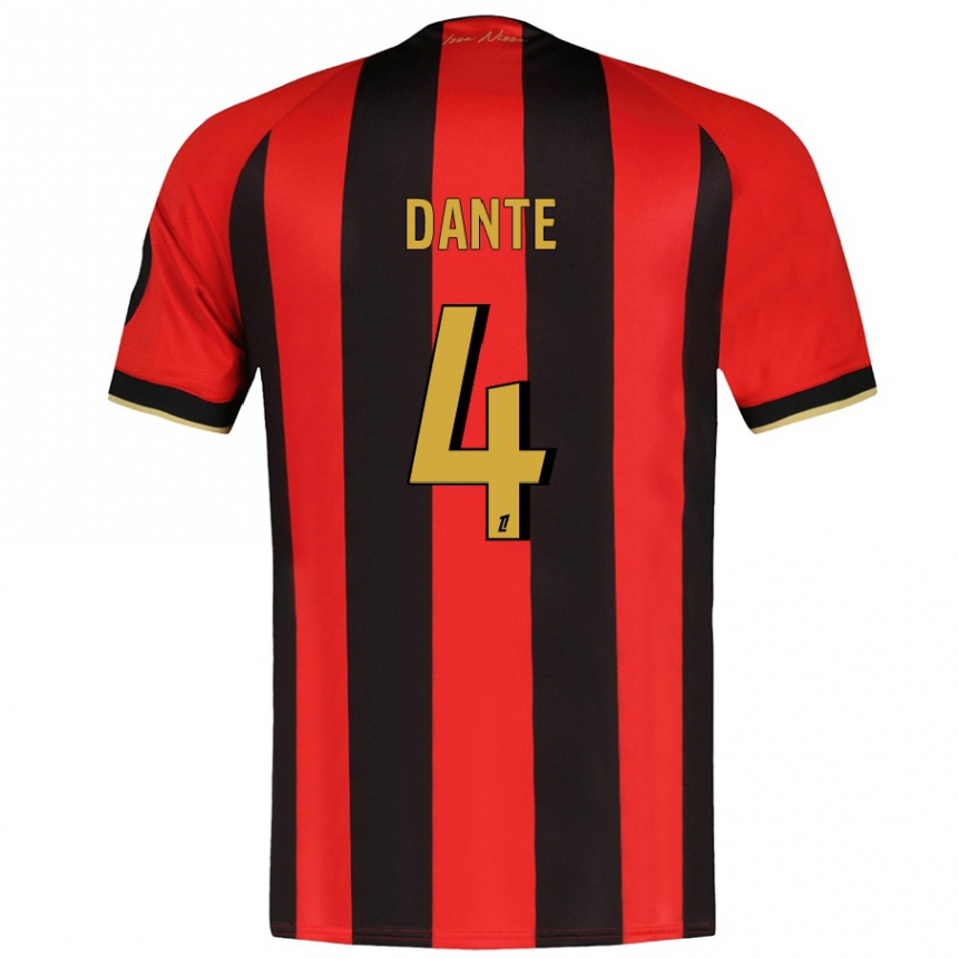 Kids Football Dante #4 Red Black Home Jersey 2024/25 T-Shirt Nz