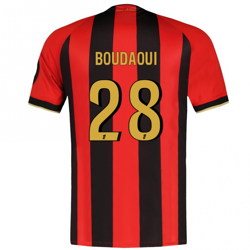 Kids Football Hicham Boudaoui #28 Red Black Home Jersey 2024/25 T-Shirt Nz