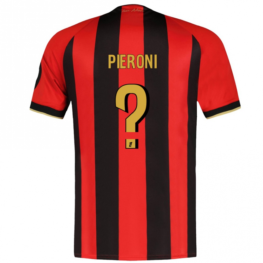 Kids Football Dorian Pieroni #0 Red Black Home Jersey 2024/25 T-Shirt Nz