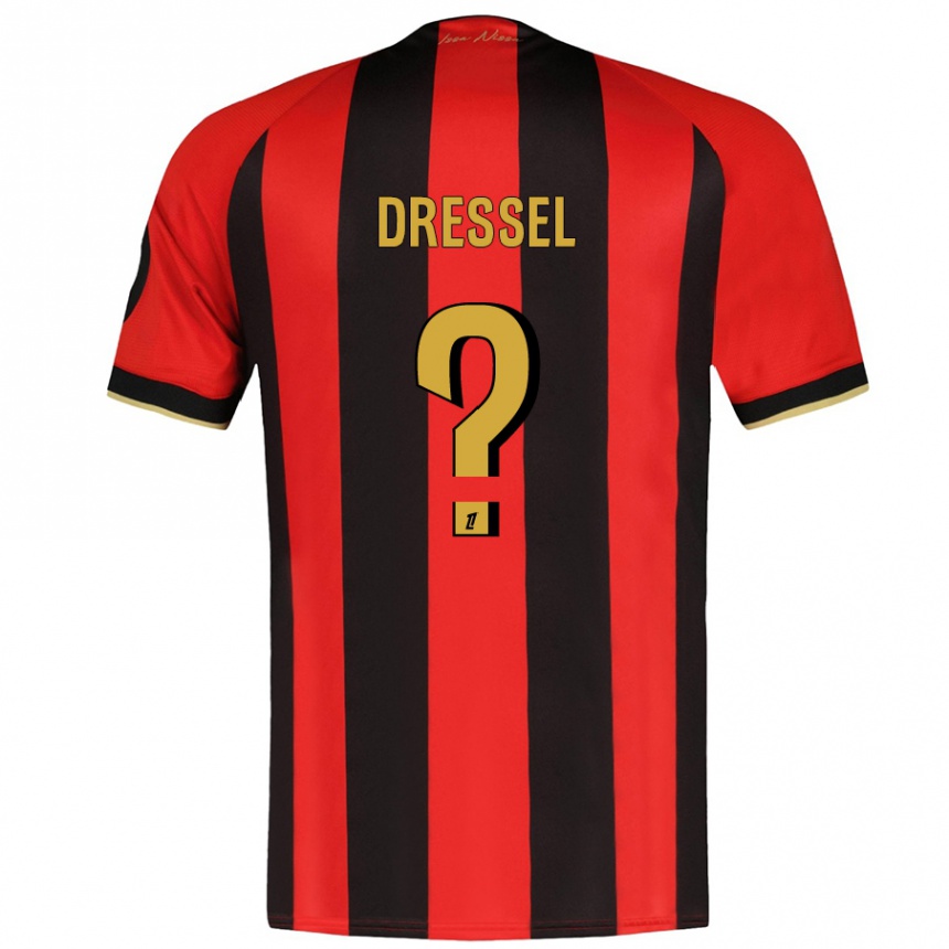 Kids Football Charlie Dressel #0 Red Black Home Jersey 2024/25 T-Shirt Nz