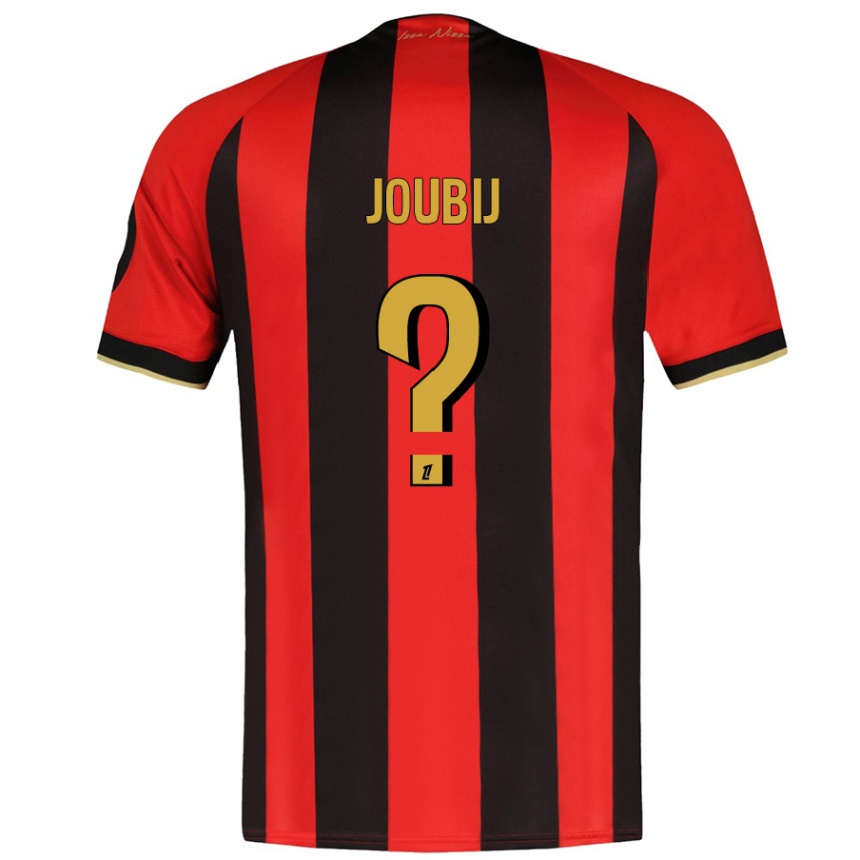 Kids Football Neil Joubij #0 Red Black Home Jersey 2024/25 T-Shirt Nz