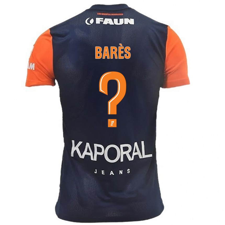 Kids Football Gabriel Barès #0 Navy Blue Orange Home Jersey 2024/25 T-Shirt Nz