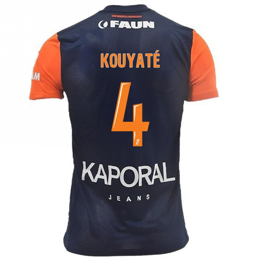 Kids Football Kiki Kouyaté #4 Navy Blue Orange Home Jersey 2024/25 T-Shirt Nz