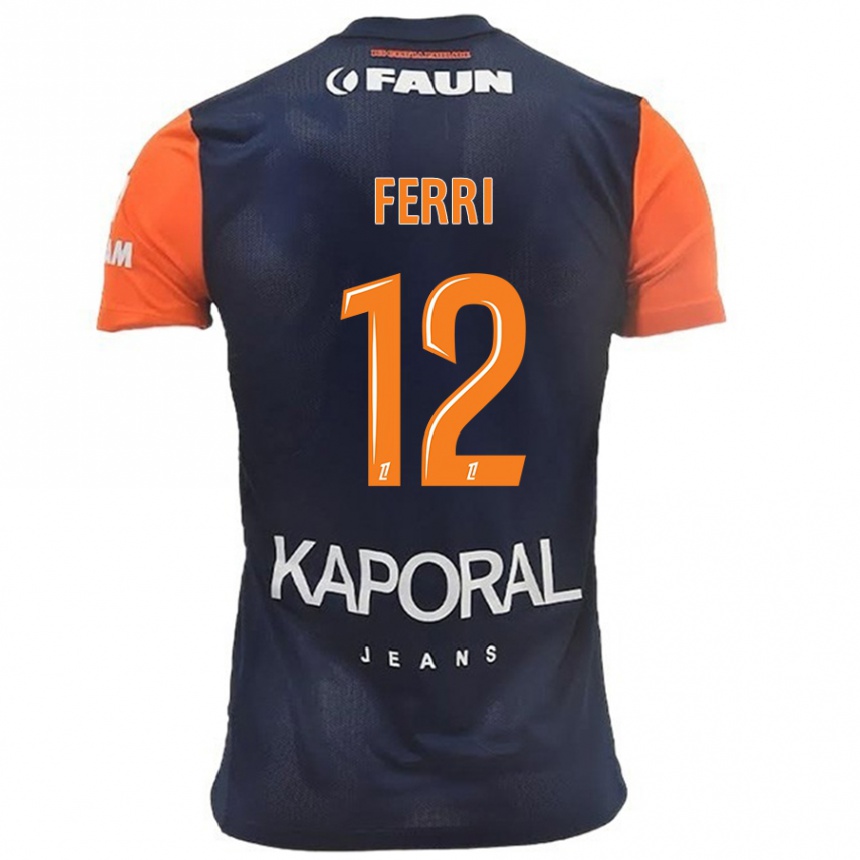 Kids Football Jordan Ferri #12 Navy Blue Orange Home Jersey 2024/25 T-Shirt Nz