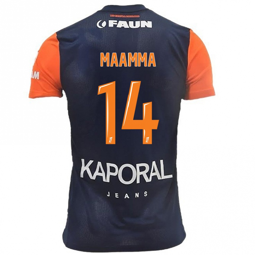 Kids Football Othmane Maamma #14 Navy Blue Orange Home Jersey 2024/25 T-Shirt Nz