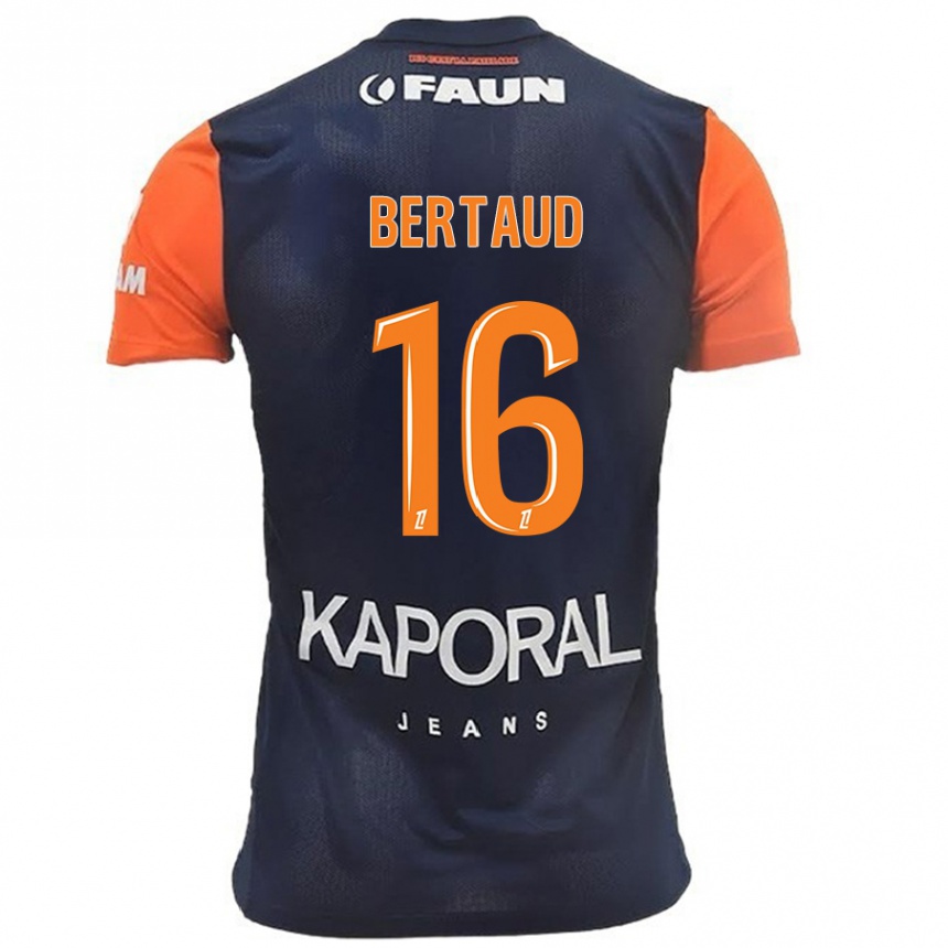 Kids Football Dimitry Bertaud #16 Navy Blue Orange Home Jersey 2024/25 T-Shirt Nz