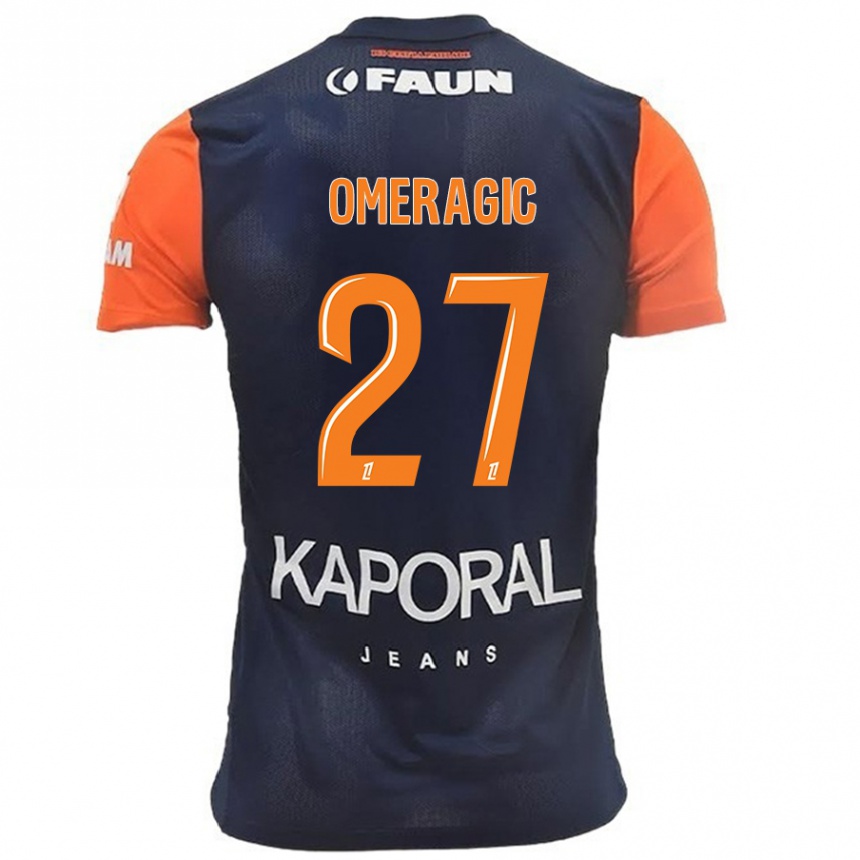 Kids Football Becir Omeragic #27 Navy Blue Orange Home Jersey 2024/25 T-Shirt Nz