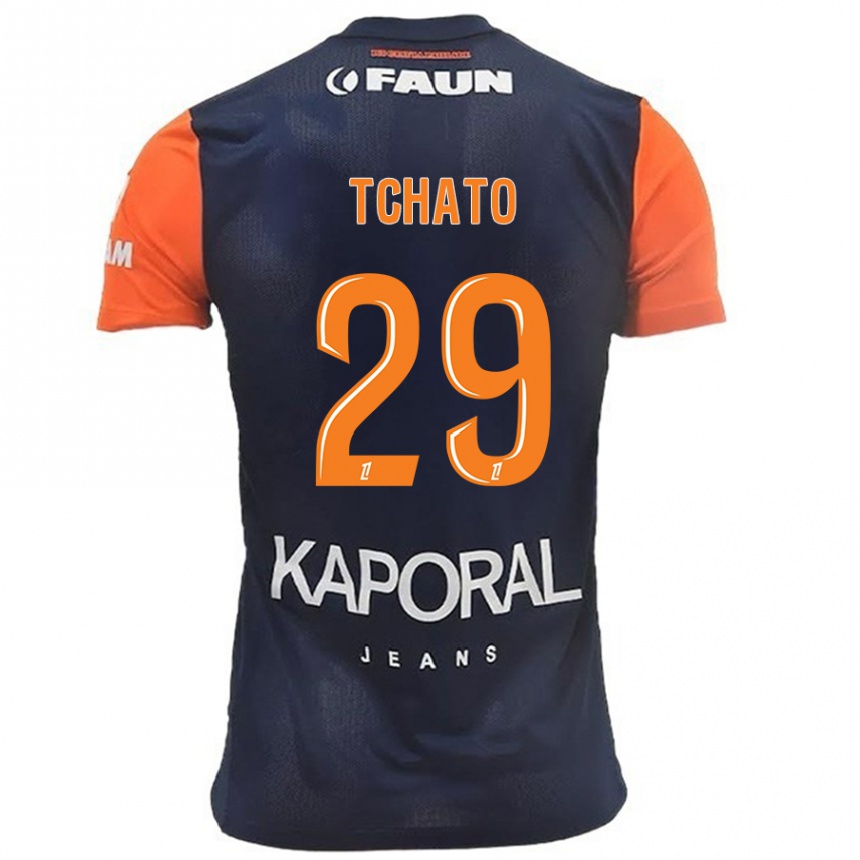 Kids Football Enzo Tchato #29 Navy Blue Orange Home Jersey 2024/25 T-Shirt Nz