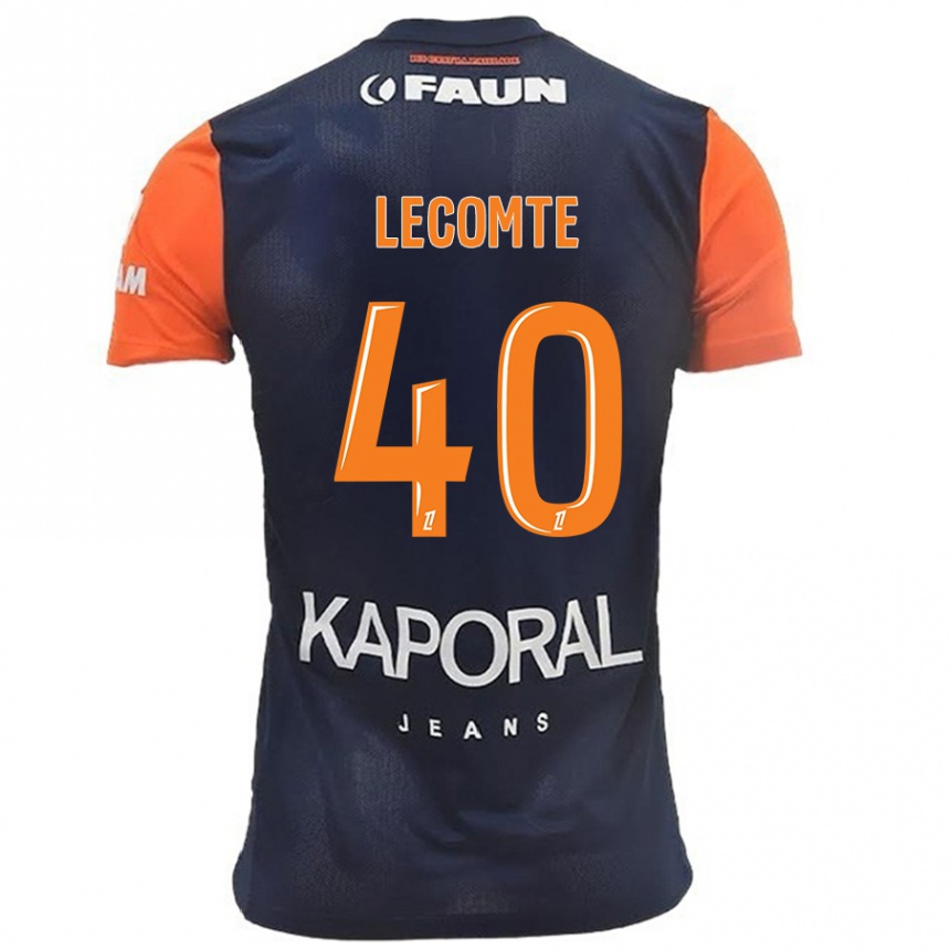 Kids Football Benjamin Lecomte #40 Navy Blue Orange Home Jersey 2024/25 T-Shirt Nz