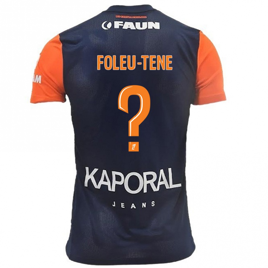 Kids Football Kévin Foleu-Tene #0 Navy Blue Orange Home Jersey 2024/25 T-Shirt Nz