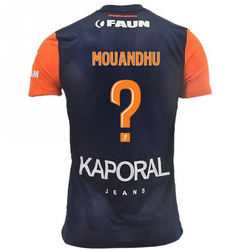 Kids Football Ali Mouandhu #0 Navy Blue Orange Home Jersey 2024/25 T-Shirt Nz