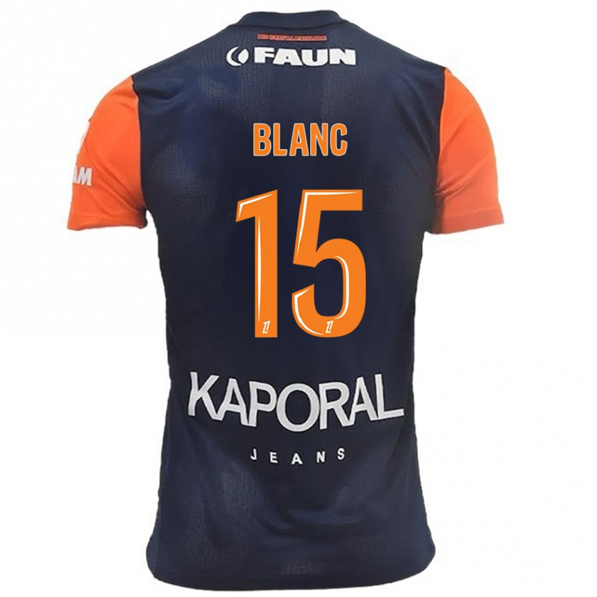 Kids Football Cyrielle Blanc #15 Navy Blue Orange Home Jersey 2024/25 T-Shirt Nz