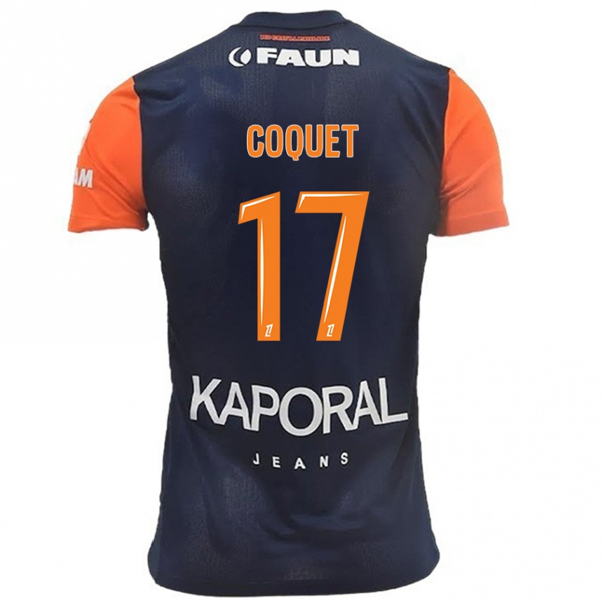 Kids Football Judith Coquet #17 Navy Blue Orange Home Jersey 2024/25 T-Shirt Nz