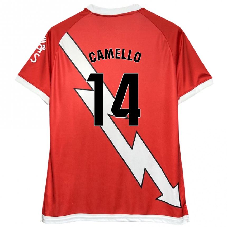 Kids Football Sergio Camello #14 White Red Home Jersey 2024/25 T-Shirt Nz