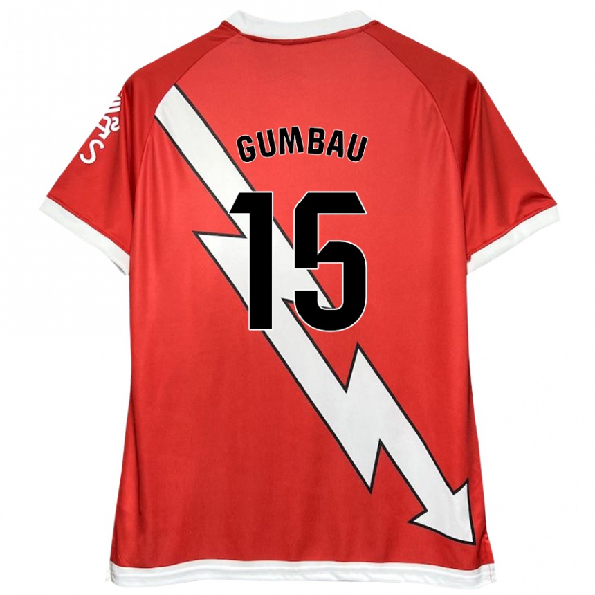 Kids Football Gerard Gumbau #15 White Red Home Jersey 2024/25 T-Shirt Nz