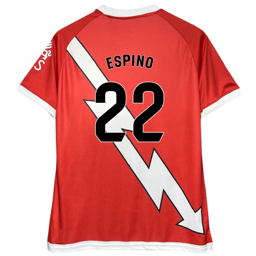 Kids Football Alfonso Espino #22 White Red Home Jersey 2024/25 T-Shirt Nz