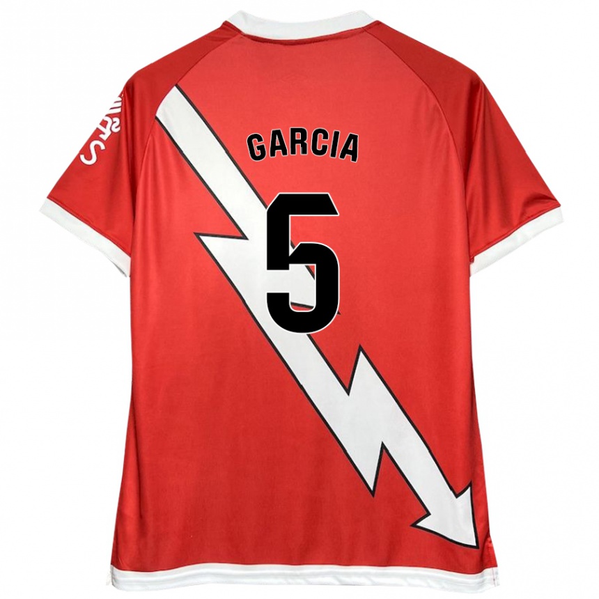 Kids Football Miguel García #5 White Red Home Jersey 2024/25 T-Shirt Nz