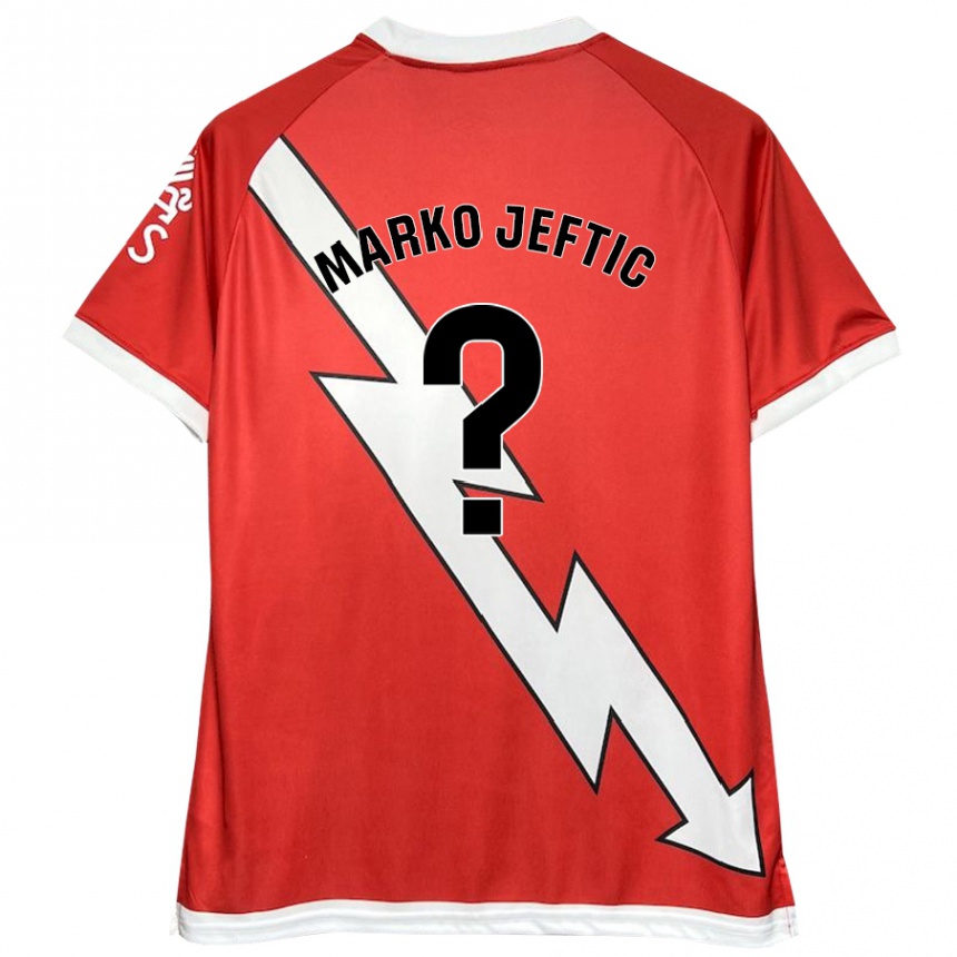 Kids Football Marko Jeftic #0 White Red Home Jersey 2024/25 T-Shirt Nz